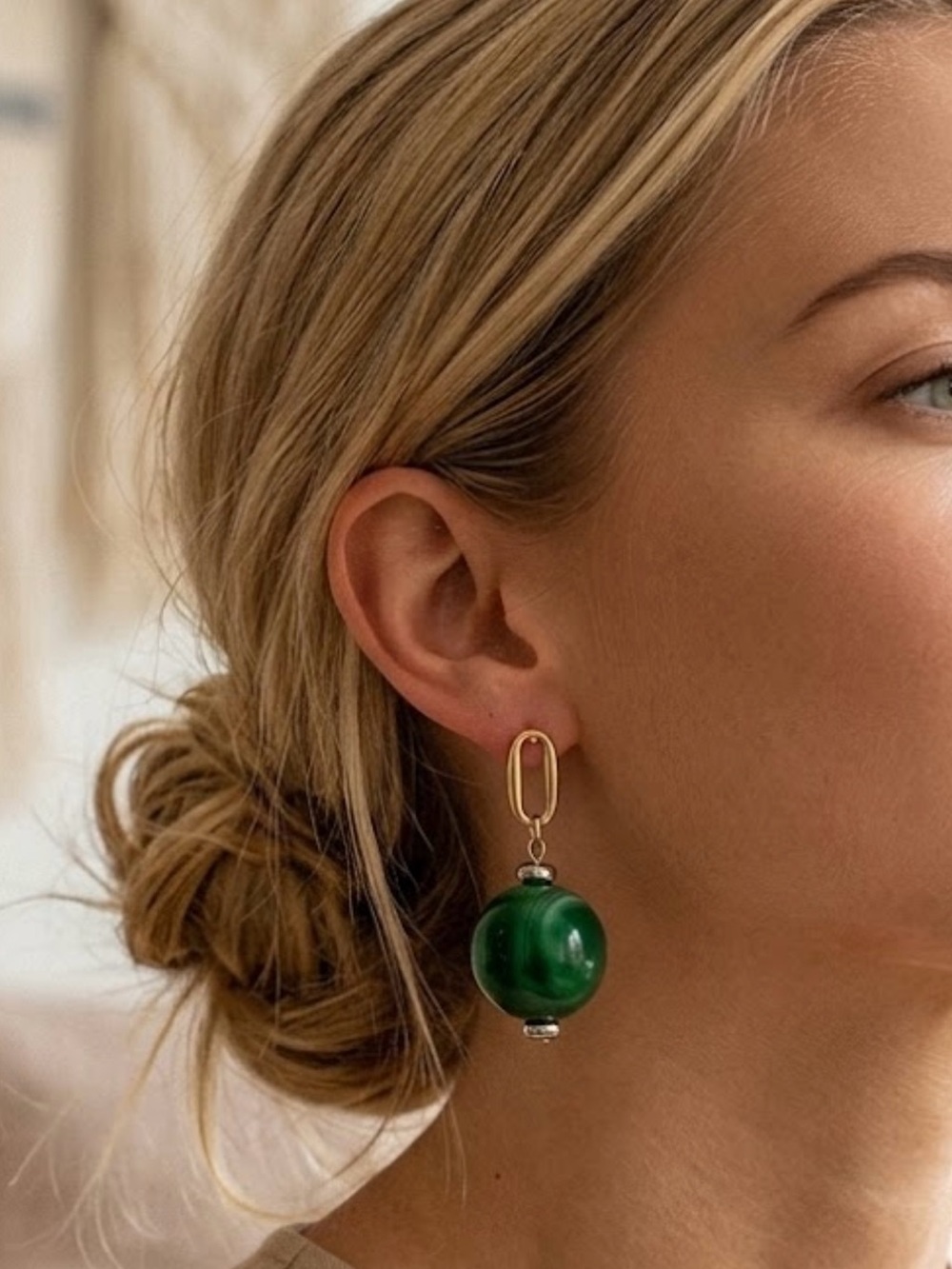 NEW Amimi handmade green and white bean earrings